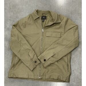 H&M Men's XL Zip Up Jacket Olive Khaki Cotton Casual Utility Workwear